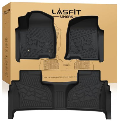 LASFIT Floor Mats 2019-2026 for Chevy Silverado/GMC Sierra 1500, 2020-2026 2500HD 3500HD, Only Double Cab/Bucket Seat (Only Fit with Rear Under-Seat Storage, But Not Fit 2nd Row Plastic Storage) - size: Bucket/Double Cab/With Rear Storage 2019-2026