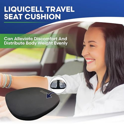 ERGO21 Travel Seat Cushion with LiquiCell Technology – Thin Orthopedic Butt Pillow for Sciatica, Tailbone, Coccyx & Back Pain – Seat Pad for Car Driving, Truck, Wheelchair, Airplane, Office, Home Use