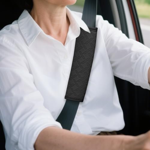 2PCS Car Seatbelt Cover, 9.05 Inches Soft Leather Vehicle Safety Seat Belt Strap Cushion, Comfortable Auto Shoulder Neck Chest Protection Pads Accessories, Extremely Long (Black) - color: Black/9 inches