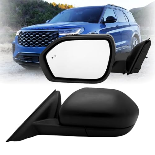 Left Driver Side Mirror Compatiable With 2020-2025 Ford Explorer With Heated Power Glass Blind Spots Puddle Light Manual Folding Without Turn Signals 8-Pins - color: 8-Pins, size: Driver Side