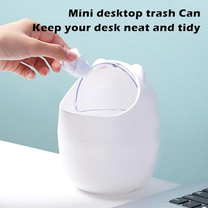 3 Pack Cute Mini Trash Can, Desktop Trash Can with Lid, Small Garbage Can with 180 Trash Bags, Tiny Countertop Wastebasket for Kids, Kawaii Waste Bin for Office Bedroom Bathrooms Desk Car - color: Style 1, 3Pcs