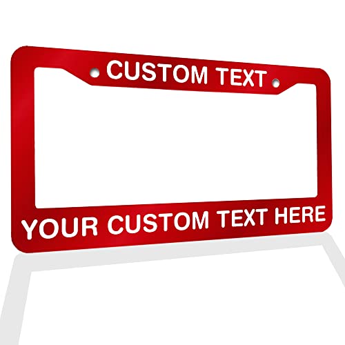 Your Custom Text Plate Frame Custom Personalized Text License Plate Frame Custom Funny License Plate Holder Custom Funny License Plate Holder - Red - color: red, size: One frame