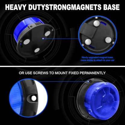 AnTom Magnetic Wireless Strobe Light, Waterproof Rechargeable Blue LED Beacon Lights for Trucks, Vehicle Emergency Flashing Warning, forklifts,Tractors,Golf Carts,Cars - color: Blue