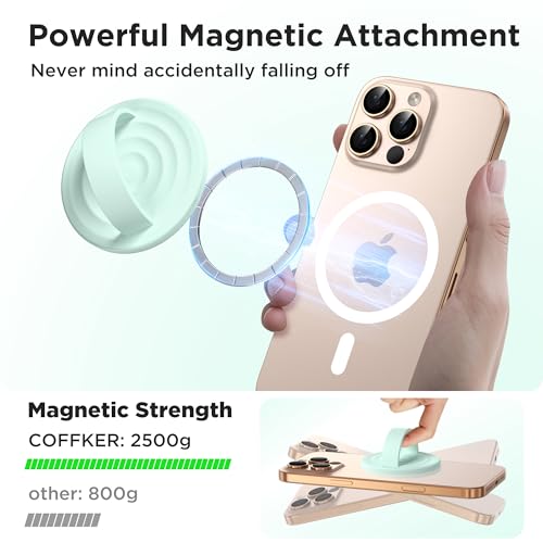 Magnetic Phone Grip Ring Holder, Liquid Silicone Magnet Cell Phone Grip Finger Loop, Compatible with Magsafe, Back of Phone for iPhone 17/16/15/14/13/12 Series, Mint Green - color: Mint Green