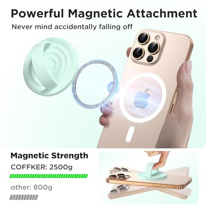 Magnetic Phone Grip Ring Holder, Liquid Silicone Magnet Cell Phone Grip Finger Loop, Compatible with Magsafe, Back of Phone for iPhone 17/16/15/14/13/12 Series, Mint Green - color: Mint Green