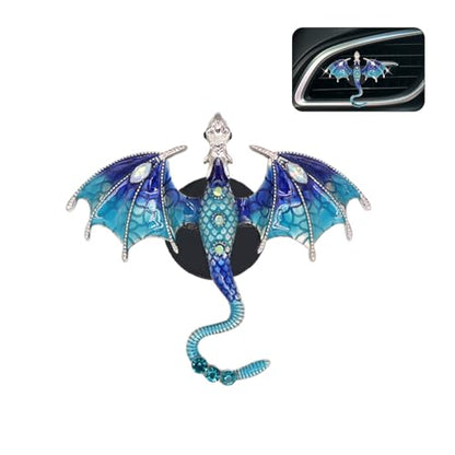 ORIESSE Bling Dragon Car Air Freshener Vent Clip,1pc Rhinestone Blue Dragon Car Decor,Cute Air Vent Clip Dashboard Decoration Accessory,Refillable Animal Diffuser