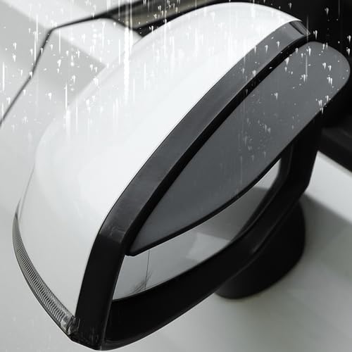 Pincuttee 2PC Side Mirror Visor Rain Guards,Car Rear View Mirror Rain Cover,Silicone Rain Shield,Mirror Cover Rubber Visor Guard(Solid-Black,2Pack) - color: Solid-Black