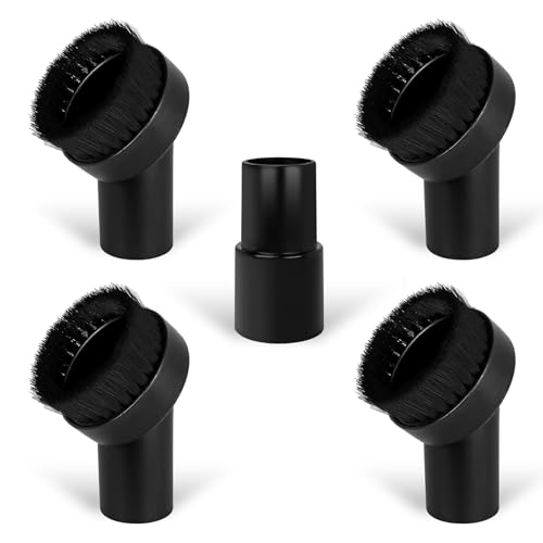 5PCS Fiber Brush Vacuum Attachment Set - Black Round Vacuum Attachments & Brushes - Shop Vac Brush Attachment for Most Vacuum Cleaners Accessories - 1 1/4" Vacuum Attachments Included - color: 5-Pack-Fiber