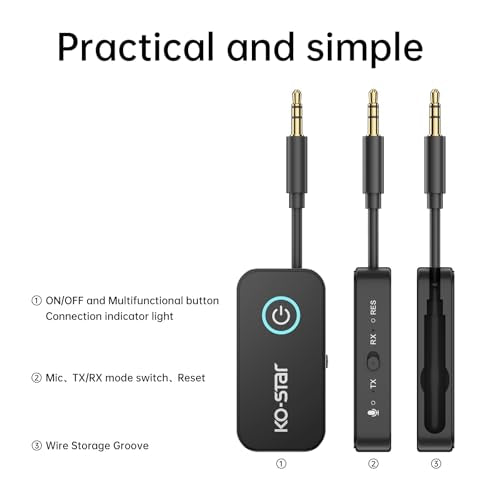Bluetooth 6.0 Transmitter Receiver for 2 Airpods or Headphones, Airplane Travel Essentials 2-in-1 Wireless Bluetooth Adapter, 3.5MM AUX Jack Adapter on Flight, TV, Car Stereo