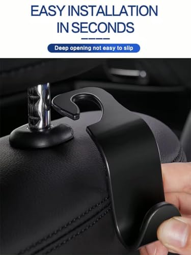 Car Purse Hook, 4 Pack Sturdy Headrest Hooks - Heavy Duty Purse Hanger for Handbags, Grocery Bags, Coats, Universal Fit for All Cars, SUVs, Minivans (Black)