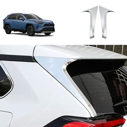 Rear Window C Pillar Side Wing Triangle Cover Trim Compatible with Toyota RAV4 2025 2024 2023 2022-2019 Exterior Car Accessories ABS 2PCS(Glossy Chrome Style) - color: Glossy Chrome Style