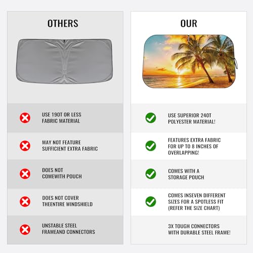 Car Windshield Sun Shade - Reflector Sunshade Offers Ultimate Protection for Car Interior, Cool Reflective Sun Blocker Fits Small Sedans, Mini SUVs - color: Sunrise-Yellow
