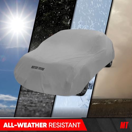 Motor Trend Breathable Lightweight Car Cover, Anti-Moisture Build-Up Water-Resistant Scratch-Resistant Travel-Friendly, Universal Fit for Cars SUVs Trucks Vans All-Weather Outdoor/Indoor, (XXL) 228" L - size: XXL