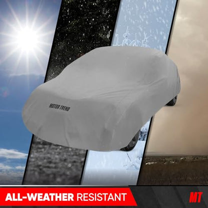 Motor Trend Breathable Lightweight Car Cover, Anti-Moisture Build-Up Water-Resistant Scratch-Resistant Travel-Friendly, Universal Fit for Cars SUVs Trucks Vans All-Weather Outdoor/Indoor, (XXL) 228" L - size: XXL