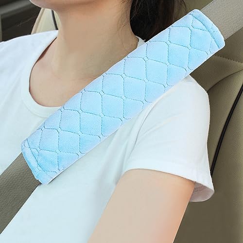 Amooca Soft Auto Seat Belt Cover Seatbelt Shoulder Pad Cushions 2 PCS for a More Comfortable Driving Universal Fit for All Cars and Backpack Light Blue - color: Light Blue