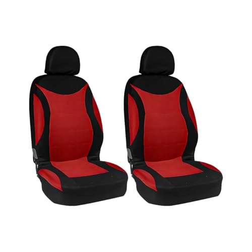 Car Front Seat Cover Set, Waterproof Vehicle Frontseat Protector with Removable Headrest, Washable Automotive Interior Seat Accessories, Universal Fit (Black/Red) - color: black/red