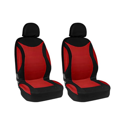 Car Front Seat Cover Set, Waterproof Vehicle Frontseat Protector with Removable Headrest, Washable Automotive Interior Seat Accessories, Universal Fit (Black/Red) - color: black/red