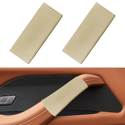 YoRise 2PCS Car Grab Handle Cover, PU Leather Inner Door Pull Handle Gloves, Anti-Scratch Front Rear Door Grip Protector, Universal Auto Interior Decoration Accessories for Car Truck SUV (Beige) - color: Beige