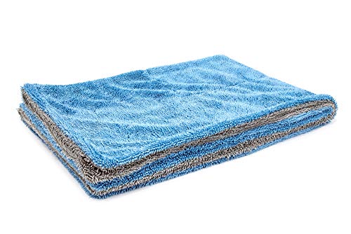 Autofiber Dreadnought Microfiber Towel, Superior Absorbency for Drying Cars, Trucks, and SUVs, Double-Twist Pile and One-Pass Vehicle-Drying Towel - Pack of 1 - Blue/Gray (20 inch x 30 inch) - color: Blue/Gray