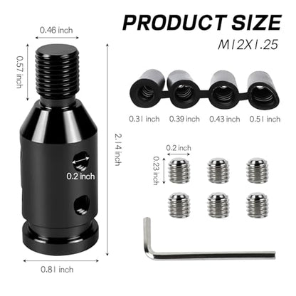 M12x1.25 Shift Knob Adapter, Aluminum Gear Shift Adapter Kit with 4-Sizes Hoses, Universal Gear Shift Knob Cover for Non-Threaded Manual Shifters, Car Stick Shift Knob Adapter(Black) - color: Black