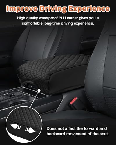 Shademax Center Console Cover for Ford F150 2021-2025 2026 Accessories, F150 Armrest Cover Bucket Seat Console Arm Rest Cushion Pad Leather Middle Console Armrest Lids Protector (Bucket Seat Only) - size: for 2021-2026 Ford F150 Bucket Seat Console