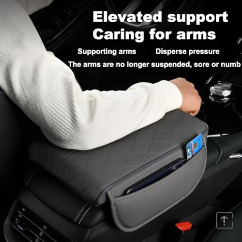 New Universal Car Center Console Cover with Side Pockets - Leather Armrest Cover,Waterproof Armrest Box Mat,Arm Rest Covering Car Interior Accessories Arm Rest Cushion for SUV/Truck/Vehicle(Beige) - color: Beige