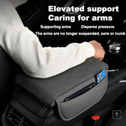 New Universal Car Center Console Cover with Side Pockets - Leather Armrest Cover,Waterproof Armrest Box Mat,Arm Rest Covering Car Interior Accessories Arm Rest Cushion for SUV/Truck/Vehicle(Red) - color: Red