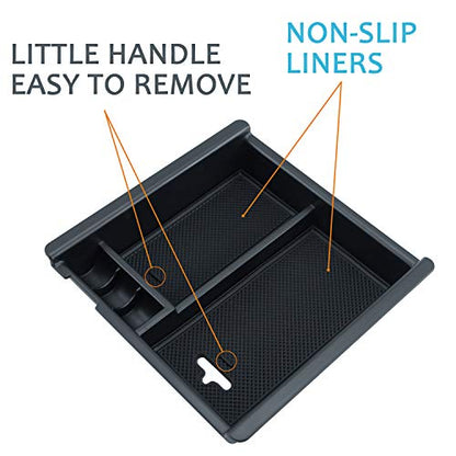JKCOVER Center Console Accessory Organizer Compatible with Toyota Tacoma 2016 2017 2018 2019 2020 2021 2022 2023, ABS Material Box Insert Tray (Black trim) - color: black