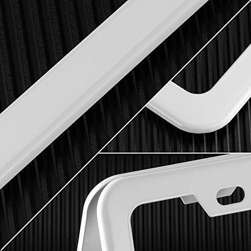 White License Plate Frame, Metal Thin Stainless Steel with 2 Holes Screw Cap, 2 Pack (White(Most Pure)) - color: White(Most Pure)