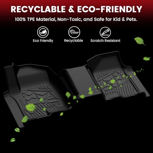 LASFIT Floor Mats 2019-2025 2026 for Ram 2500/3500 Crew Cab Bench Seat, Not for Bucket Seat or Model with PTO KIT or 4X4 Shifter, All Weather TPE Custom Fit Car Mats Floor Liners 1st & 2nd Row, Black - style: 3) 2500/3500 | 2019-2026 | Crew Cab Bench Seat