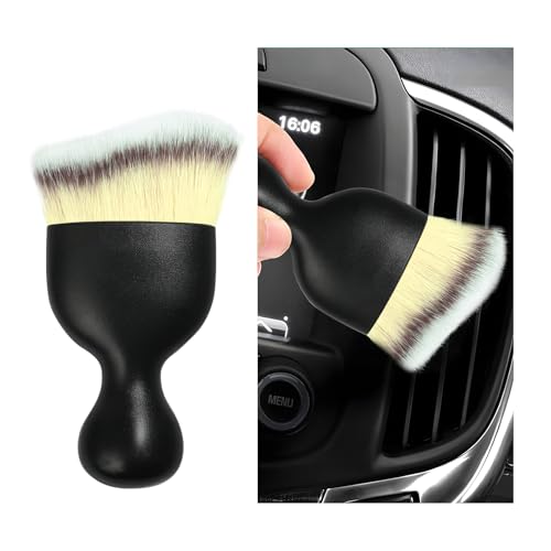 Dickno Car Interior Dust Brush, Soft Scratch Free Auto Detailing Brushes, Universal Vehicle Interior Cleaning Tool for Automotive Dashboard, Air Vents, Leather(Beige) - color: Beige, size: 1 PCS
