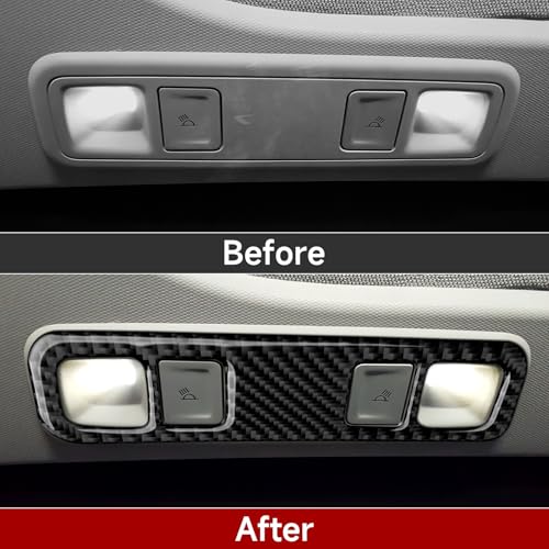 Car Rear Reading Light Sticker Carbon Fiber Decal Cover Interior Trim for Chevrolet Silverado/GMC Sierra 1500 2500HD 3500HD 2014-2018 Accessories - color: Rear Reading Light