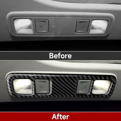 Car Rear Reading Light Sticker Carbon Fiber Decal Cover Interior Trim for Chevrolet Silverado/GMC Sierra 1500 2500HD 3500HD 2014-2018 Accessories - color: Rear Reading Light