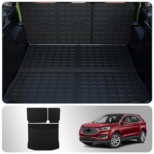 Cargo Mat Compatible with 2015-2024 Ford Edge (Not Fit SEL) Trunk Mat Cargo Liner Trunk Liner TPE All Weather Back Seat Cover Protector 2023 Edge Accessories (Trunk Mat+Backrest Mats) - style: For Ford Edge | 2015-2024