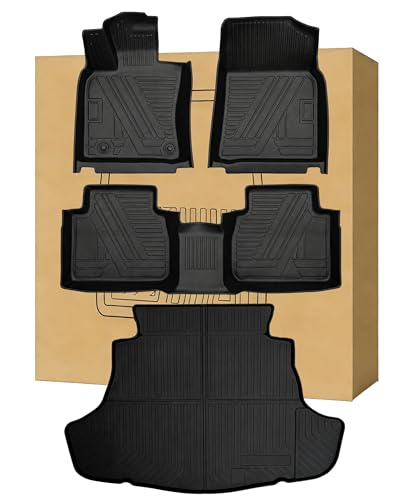Aiqiying Floor Mats＆Cargo Liners Compatible with Toyota Camry 2025-2026 Modelss，All Weather Waterproof Durable Custom-Fit Back Trunk Tray Front Rear Rows Full Set Carpet Protection TPE Accessories - size: 4）For Toyota Camry I 2025-2026 I Floor＆Trunk Mat