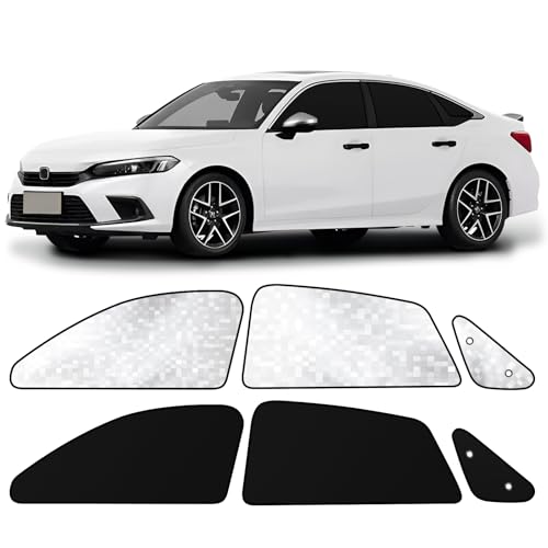 ZATOOTO Car Window Shades for Honda Civic 2017-2024, Side Window Sun Shade with Double Layer Reversible, Black for Blackout Privacy Silver for UV Blocking for Camping Sleeping Travel - color: Civic-specific