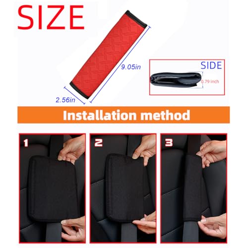 2PCS Car Seatbelt Cover, 9.05 Inches Soft Leather Vehicle Safety Seat Belt Strap Cushion, Comfortable Auto Shoulder Neck Chest Protection Pads Accessories, Extremely Long (Red) - color: Red/9 inches