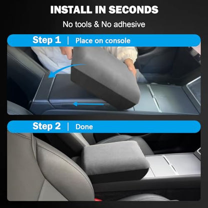 Center Console Armrest Cover with Hidden Storage for Tesla Model Y Juniper 2026 & Model 3 Highland 2024-2026 Soft Padded Elbow Support Pull-Out Organizer Tray Non-Slip Interior Accessories