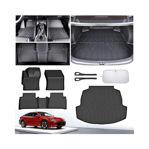 Floor Mats for Toyota Corolla 2020-2025 2026, All Weather Protection Custom Floor Mats Trunk Cargo and Car Windshield Cover Set for Toyota Corolla Accessories,Car Floor Liners Set - size: Toyota Corolla Set 2020-2025