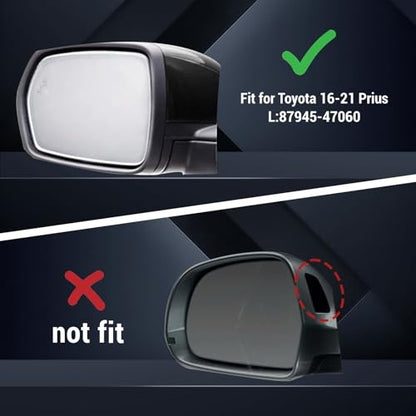 Right Passenger Side Car Mirror Cap Cover Compatible with Toyota Prius 2016 2017 2018 2019 2020 2021, Direct Replacement, 87915-47070, Black - color: black, size: Right