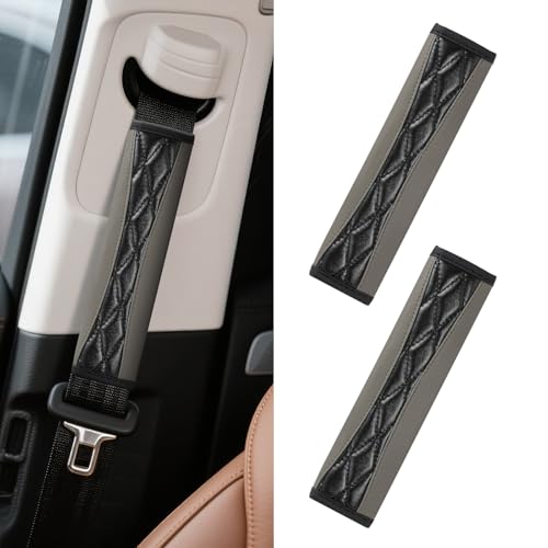wuyaoyao 2PCS Car Seat Belt Cover Pad, Soft Leather Seatbelt Covers for Car, Seatbelt Protector for Shoulder & Neck, Universal Seat Belt Shoulder Strap Covers for Kids and Adults (Gray) - color: Gray