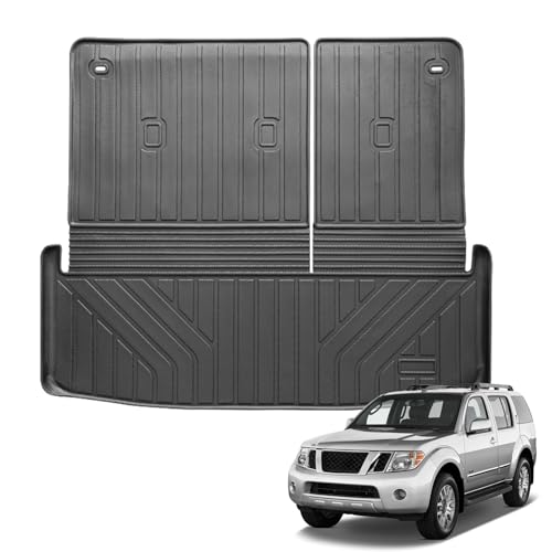 Auxko All Weather Cargo Mat with Back Seat Mat Fit for Nissan Pathfinder 2026 2025 2024 2023 2022 TPE Trunk Mat Accessories All Season Odorless Anti-Slip Black - size: 1) pathfinder|2022-2026|cargo+backrest mats