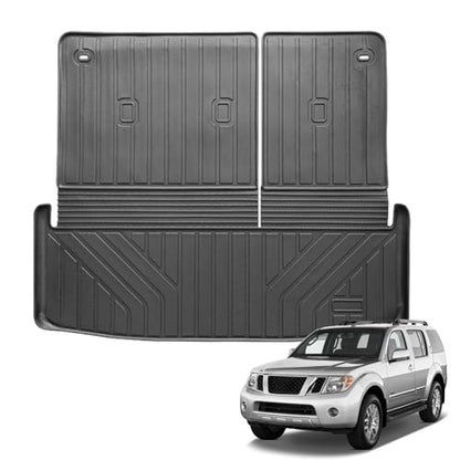 Auxko All Weather Cargo Mat with Back Seat Mat Fit for Nissan Pathfinder 2026 2025 2024 2023 2022 TPE Trunk Mat Accessories All Season Odorless Anti-Slip Black - size: 1) pathfinder|2022-2026|cargo+backrest mats