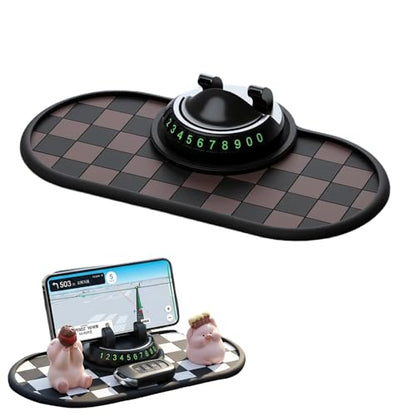 Mobile Phone Bracket Anti-Slip Mat,2026 New Multifunction Car Dashboard Mat with Temporary Parking Number Sticker,Universal Car Organizer Non-Sticky Pad for Phones Sunglasses Keys Gadgets (Brown) - color: Brown