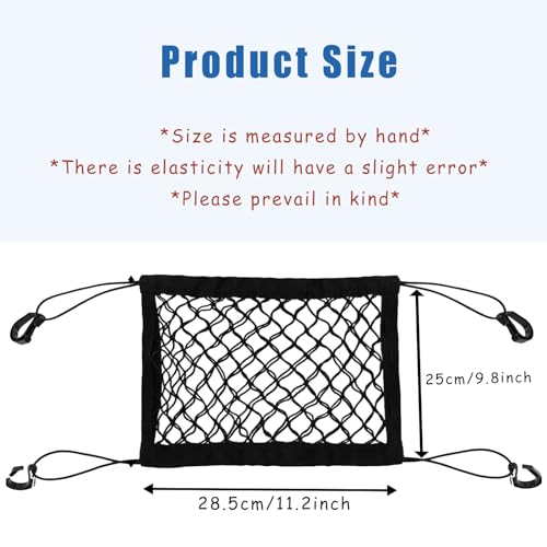 2PCS Dog Car Net Barrier, Dog Net for Pet Netting for Car with Stretchable Storage Bag Universal for Cars Black High Elastic Double Layer Motorcycle Cargo Nets(11.2 * 9.8in) - size: 11.2 x 9.8 inches
