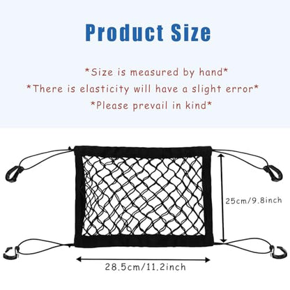 2PCS Dog Car Net Barrier, Dog Net for Pet Netting for Car with Stretchable Storage Bag Universal for Cars Black High Elastic Double Layer Motorcycle Cargo Nets(11.2 * 9.8in) - size: 11.2 x 9.8 inches