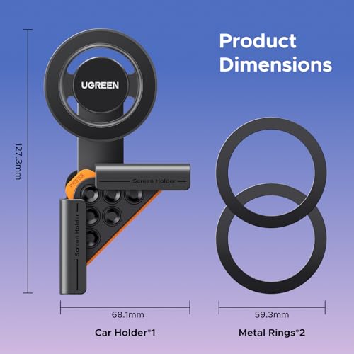 UGREEN Phone Holder for Tesla Model 3 and Y Accessories Magsafe Car Mount Magnetic Phone Mount Strongest Magnet Power Compatible with iPhone 17 16 15 14 13 Plus Pro Max Series