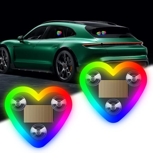 Car LED Interior Light, 7 Color&6 Modes Heart-Shaped Ambient Light Solar-Powered&USB Charging LED Neon Light for Car Window Decoration(2Pcs) - color: RGB, size: 2pcs
