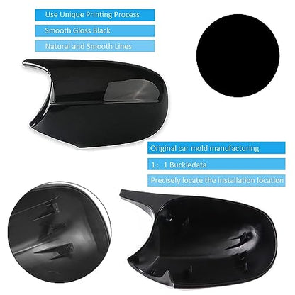 Side Mirror Cover Caps Compatible with BMW E90 E91 2005-2007, E92 E93 E81 E82 E87 E88 Pre-LCI Door Rearview Mirror Cap Replacement for 328i 325i, Gloss Black - size: Gloss Black, style: 05-07 E90