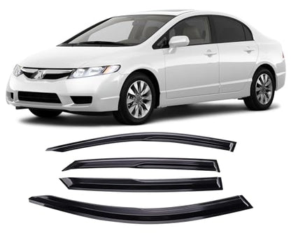 Tape-On Window Visors Deflectors Rain Guards 4 Piece Set ‎Compatible with 2006-2011 Honda Civic 94944 - size: 2006-2011 Honda Civic